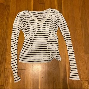 Long sleeve shirt breathable striped ribbed top
